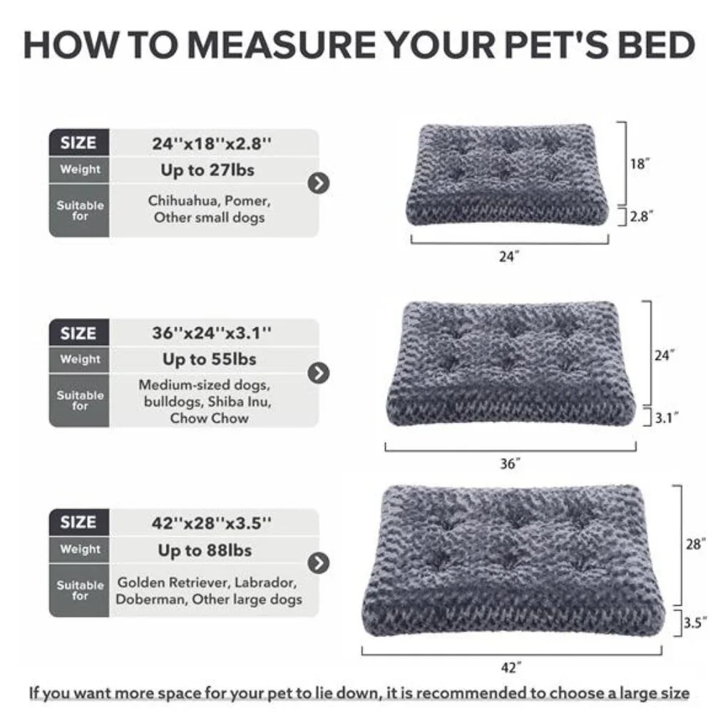 Dog Bed for Small/Medium Dogs, Soft Plush Pet Crate Bed Rose 36 x 24 x 3.1 inch